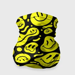 Бандана-труба Кислотный желтый смайлик, цвет: 3D-принт