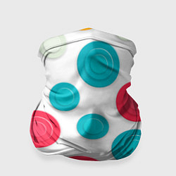 Бандана-труба Белый фон и абстрактные разноцветные объёмные окру, цвет: 3D-принт