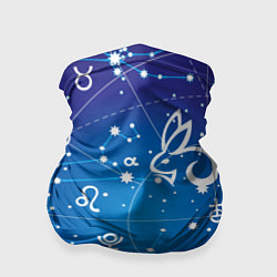 Бандана-труба Кролик символ 2023 на карте звездного неба, цвет: 3D-принт