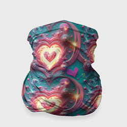 Бандана-труба Паттерн пылающие сердца, цвет: 3D-принт