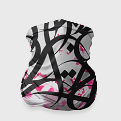 Бандана-труба Черно-розовая каллиграфия, цвет: 3D-принт