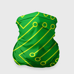 Бандана Технический зелёный паттерн с жёлтыми лучами