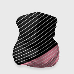 Бандана-труба Узор в черную и розовую полоску, цвет: 3D-принт