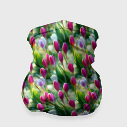 Бандана-труба Весенние тюльпаны и подснежники, цвет: 3D-принт