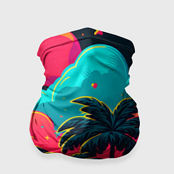Бандана-труба Неоновые пальмы на закате, цвет: 3D-принт