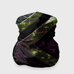 Бандана-труба Темные фиолетовые и зеленые вставки, цвет: 3D-принт