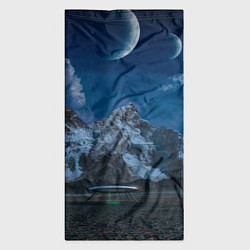 Бандана-труба Ночные горы в природе и небо с нло, цвет: 3D-принт — фото 2