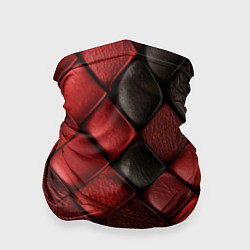 Бандана-труба Кожаная красно черная текстура, цвет: 3D-принт