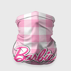 Бандана-труба Барби лого розовая клетка, цвет: 3D-принт
