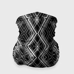 Бандана-труба Черно-белый узор Искаженная геометрия, цвет: 3D-принт