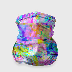 Бандана-труба Яркий неоновый абстрактный Glitch, цвет: 3D-принт