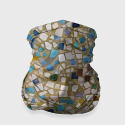 Бандана-труба Мозаика белая разноцветная, цвет: 3D-принт