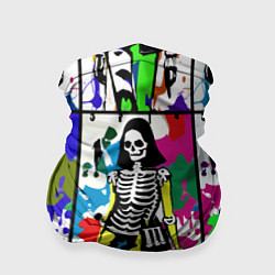 Бандана-труба Разноцветные скелеты девушки - поп-арт - мода, цвет: 3D-принт