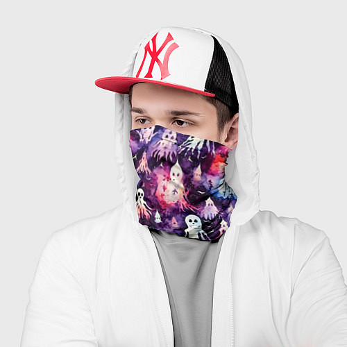 Бандана Хэллоуин Акварельные привидения / 3D-принт – фото 2