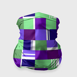 Бандана-труба Ретро квадраты баклажановые, цвет: 3D-принт