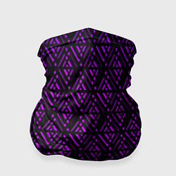 Бандана-труба Фиолетовые ромбы на чёрном фоне, цвет: 3D-принт