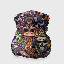 Бандана-труба Бородатый череп с короной паттерн, цвет: 3D-принт