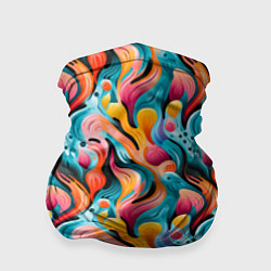 Бандана-труба Разноцветные кляксы паттерн, цвет: 3D-принт