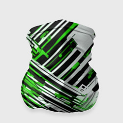Бандана-труба Киберпанк линии белые и зелёные, цвет: 3D-принт