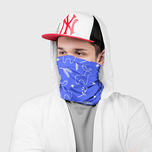 Бандана Синий рождественский принт с оленями / 3D-принт – фото 2