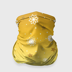Бандана-труба Снежинки и звезды на желтом, цвет: 3D-принт