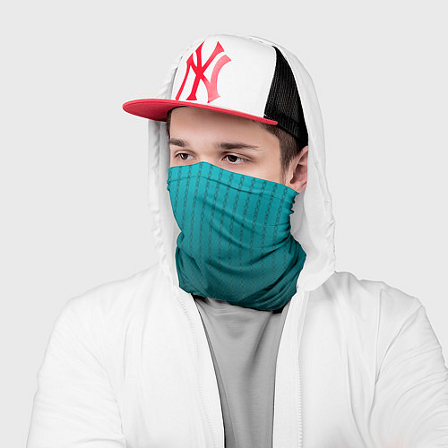 Бандана Градиент бирюзовый полосы-цепочки / 3D-принт – фото 2