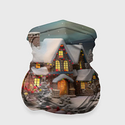 Бандана-труба Объемные новогодние домики, цвет: 3D-принт