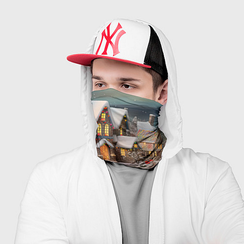 Бандана Объемные новогодние домики / 3D-принт – фото 2