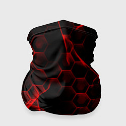 Бандана-труба Красные узоры шестиугольник, цвет: 3D-принт