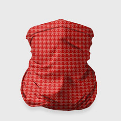 Бандана-труба Мелкие снежинки паттерн красный, цвет: 3D-принт