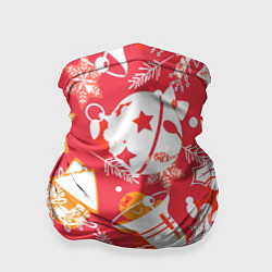 Бандана-труба Рождественские узоры колокольчики, цвет: 3D-принт