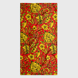 Бандана-труба Хохломская роспись золотистые цветы на красном фон, цвет: 3D-принт — фото 2
