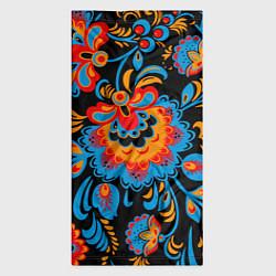 Бандана-труба Хохломская роспись разноцветные цветы на чёроном ф, цвет: 3D-принт — фото 2