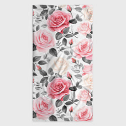 Бандана-труба Розовые розы и серые листочки - паттерн, цвет: 3D-принт — фото 2