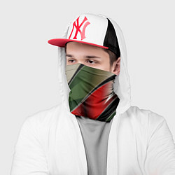Бандана-труба Белые зеленые и красные полосы, цвет: 3D-принт — фото 2