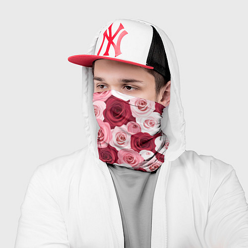 Бандана Красные и розовые розы / 3D-принт – фото 2