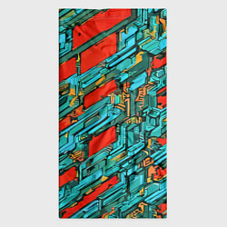 Бандана-труба Голубые фрагменты на красном фоне, цвет: 3D-принт — фото 2