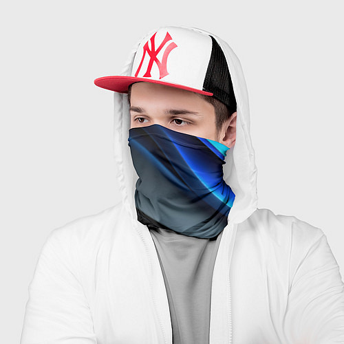 Бандана Темная синяя стильная абстракция на черном фоне / 3D-принт – фото 2