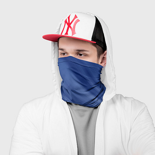 Бандана Белые полосы на синем фоне / 3D-принт – фото 2