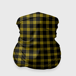 Бандана-труба Чёрный с жёлтыми полосами шотландка, цвет: 3D-принт