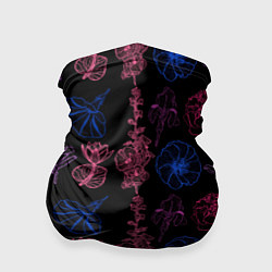 Бандана-труба Неоновые разноцветные цветы, цвет: 3D-принт