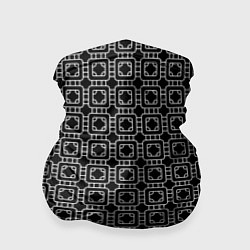 Бандана-труба Белый геометрический узор на черном фоне, цвет: 3D-принт