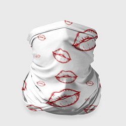 Бандана-труба Паттерн красные губы на белом - lips classic, цвет: 3D-принт