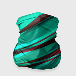 Бандана-труба Бирюзовый и бордовый абстрактные полосы, цвет: 3D-принт