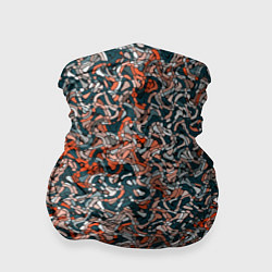 Бандана-труба Тёмный сине-оранжевый абстрактная текстура, цвет: 3D-принт