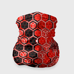 Бандана-труба Техно-киберпанк шестиугольники красный и чёрный с, цвет: 3D-принт