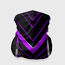 Бандана-труба Фиолетово-серые полосы на чёрном фоне, цвет: 3D-принт