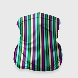 Бандана-труба Фиолетово-зелёный полосатый, цвет: 3D-принт