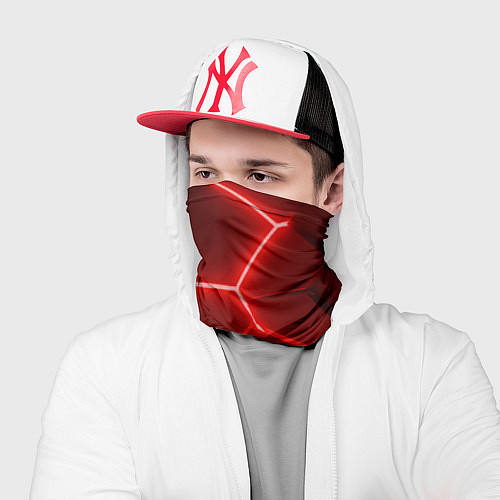 Бандана Яркие красные неоновые плиты в разломе / 3D-принт – фото 2