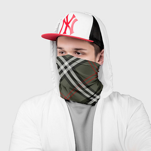 Бандана Стильная клетка - милитари, крупно / 3D-принт – фото 2